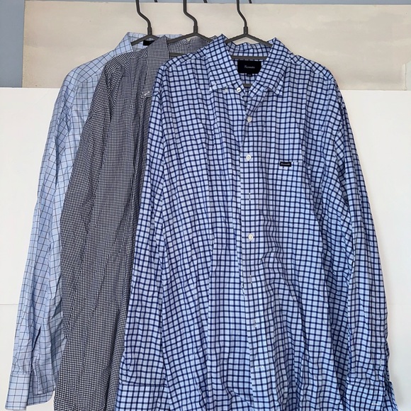 3 Façonnable Button down men’s shirts. 2XL Tall Blue Plaid - Picture 2 of 6